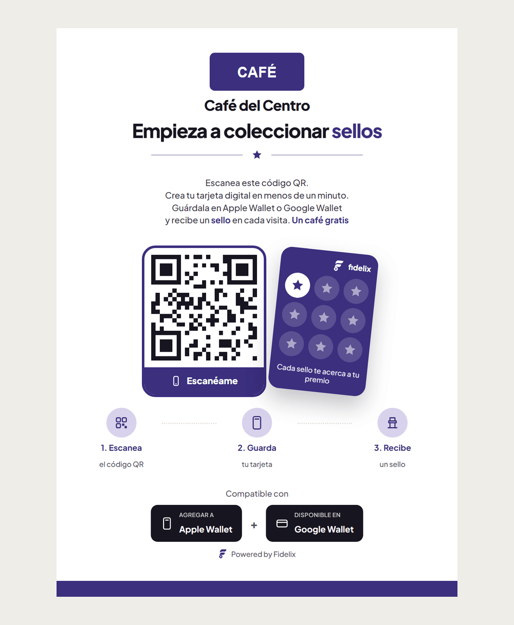 Hablador de mostrador con el código QR del comercio